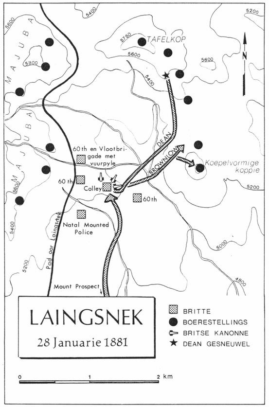 Kaart Slag van Laingsnek 1